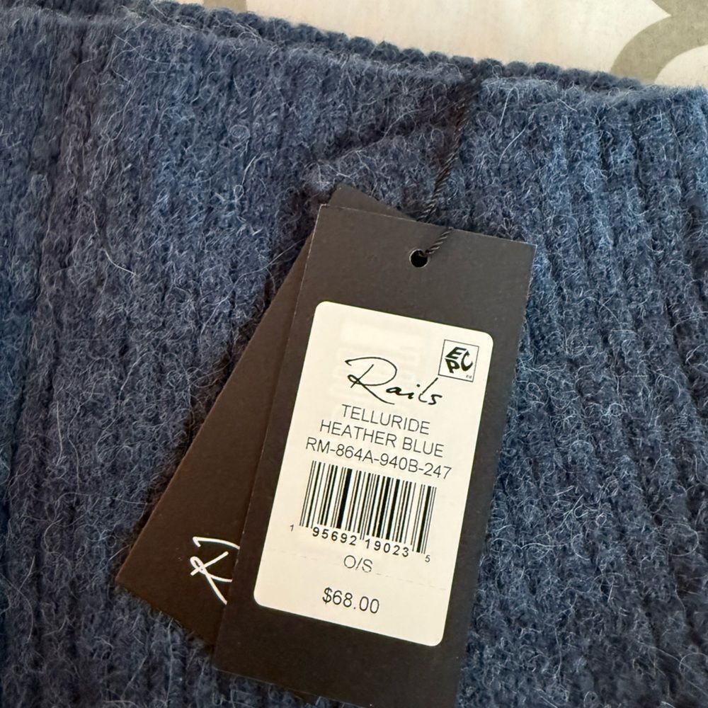 rails heather blue wool blend scarf NWT